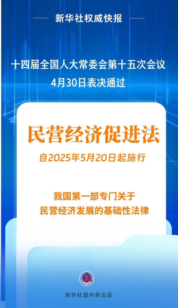 正规股票配资平台 新华社权威快报|民营经济促进法出台！自今年5月20日起施行