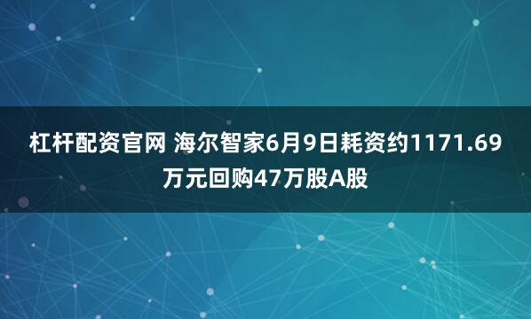 杠杆配资官网 海尔智家6月9日耗资约1171.69万元回购47万股A股