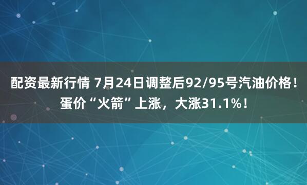 配资最新行情 7月24日调整后92/95号汽油价格！蛋价“火箭”上涨，大涨31.1%！